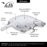 Vente en gros de corps de leurres de pêche vierges non peints 68mm 16.8g Crankbait avec bec carré, personnalisables