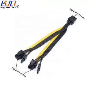 PCI-E 8Pin Female to Dual 2 x 6+2Pin Male Graphics Card Splitter Power Supply Cable 18AWG 20CM