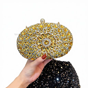 New Cross-border Polyester Women's European-American Retro Handbag Diamond-encrusted <b>Small</b> Clutch Crossbody Evening <b>Bag</b> Tanjing - Product Image 1
