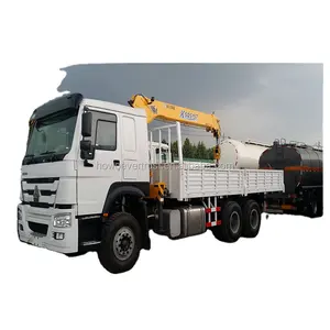 low price 371hp SINOTRUK HOWO cargo 5 ton truck mounted crane 5 tons truck crane for sale