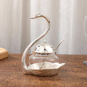Tarro de cristal para condimentos con diseño de cisne de aleación de estilo europeo, nuevo tarro de cristal y aleación de zinc para el hogar y hoteles, suministro directo. - Product Image 3