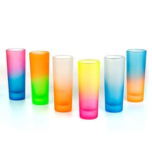 Vasos de Vidrio Transparentes Esmerilados con Fondo Grueso, Color Degradado Arcoíris, 70 ml (2.5 oz), Personalizados, para Fiestas - Product Image 5