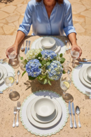 Set de table en lin écologique brodé sur mesure de haute qualité, bord festonné vert, pour mariage, événement, fête, décoration de table