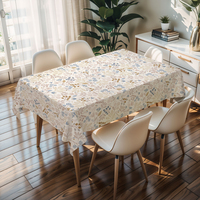 Nappe carrée en plastique RNPT motif plantes vertes, rouleaux de nappe en plastique gaufrée pour table à manger intérieure