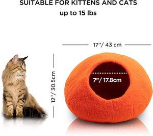 100% Merinowolle Katzen höhlen bett Handgemachtes Haustier bett aus massivem Filz für Katzen und Kätzchen im Innenbereich - Product Image 2