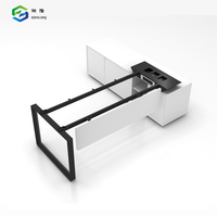 Bureau de direction en bois blanc en forme de L avec rangement, vente en gros