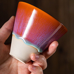 Ensemble de tasses et d'assiettes à café en céramique turque du Moyen-Orient, fabriquées à la main et au four, avec effet de changement de couleur - Product Image 4