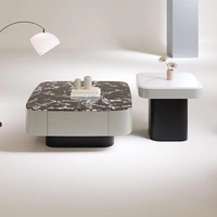 Ensemble Table Basse et Meuble TV Haut de Gamme au Design Minimaliste Moderne à Motif Marbre pour Salon de Villa
