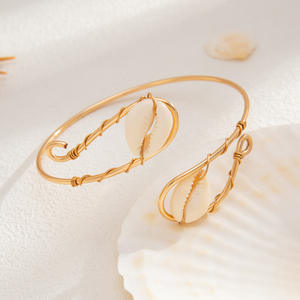 Gelang lengan kerang antik terbuka atas gaya liburan manset di Lengan mode perhiasan musim panas kawat Laut lengan gelang untuk wanita - Product Image 5