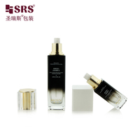 Emballages de produits de soin de la peau en verre de forme carrée, flacons de lotion à dégradé de 40 ml et 100 ml