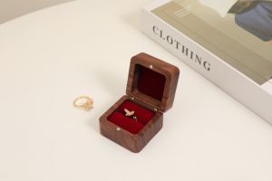 Wholesale Custom Size Small & Large Ring <b>Boxes</b> Dark Brown Display <b>Keepsake</b> Hinged Sliding Lid Walnut Wooden Bamboo Packaging - Product Image 5