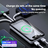 Bank daya 20000 MAh ultra-tipis pengisian daya nirkabel dengan 4 kabel bawaan 10W Output kapasitas besar cetak Hadiah daya ponsel