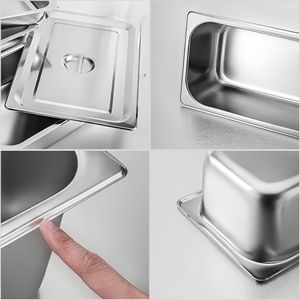 YITIAN In Stock 201 314 In acciaio inox 1/2 Pan rettangolo formato contenitore Buffet Gn vaschette da tavolo a vapore - Product Image 2