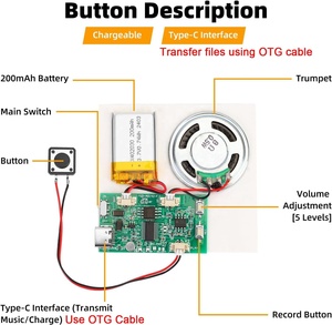 प्रोग्राम योग्य ध्वनि रिकॉर्डर मॉड्यूल-diy संगीत ध्वनि रिकॉर्डिंग मॉड्यूल चिप बोलने के साथ - Product Image 2
