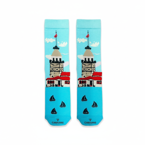 Calcetines de Nailon Coloridos con Diseño Jacquard de la Torre de la Doncella, Transpirables, Suaves, Talla Única para Uso Diario en Primavera e Invierno - Product Image 2