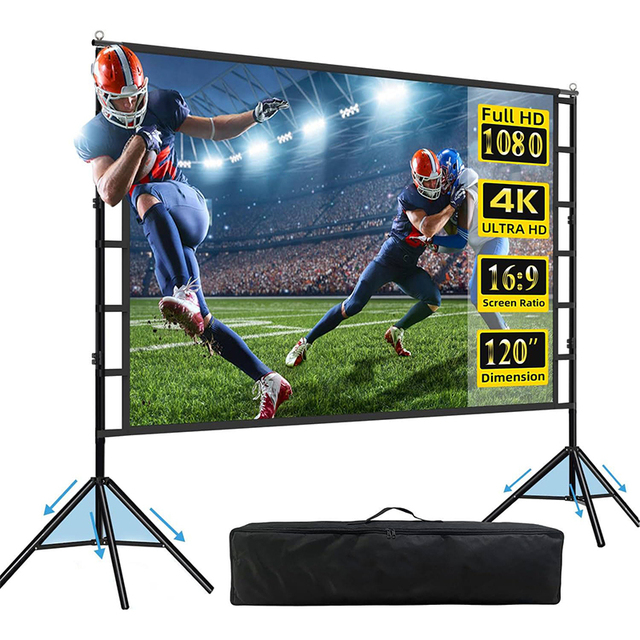 100inch Foldable Projection Screen Movie Home Backyard Cinema Projection Outdoor Projector Screen 200cm Tripod Stand