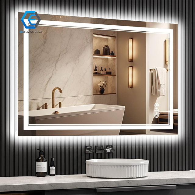 Touch Screen Smart Glass Anti-Fog LED Bathroom Rectangular Mirror