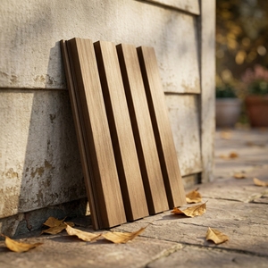 <span class=keywords><strong>Panel</strong></span> de Pared Exterior Impermeable y Ecológico de Plástico para Hoteles y Villas con Diseño Moderno y Textura de Madera - Product Image 1