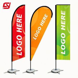 Bandera de Plumas Promocional Personalizada con Soporte, Bandera de Playa Impresa Personalizada para Exteriores, Bandera en Forma de Lágrima - Product Image 1