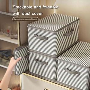 กล่องเก็บของผ้าแบบพับได้ขนาดใหญ่ ไม่ทอ สำหรับจัดระเบียบตู้เสื้อผ้า - Product Image 4