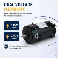 Moteur de remplacement pour pompe de piscine 1HP double tension 115V/230V monophasé, moteur électrique haute efficacité pour systèmes de circulation d'eau
