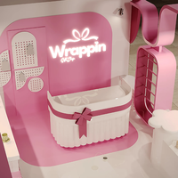Plateforme d'exposition ouverte de style Sweet-Cool Girl, magasin éphémère, étagères multi-niveaux roses, design global