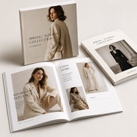 Impression de catalogue de lookbook de mode personnalisé, brochure en couleur pleine page avec couverture souple pour la collection de marques de vêtements