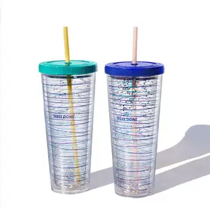 Grote Capaciteit 800Ml 24Oz Plastic Bekers Met Deksels En Rietjes Grote Water Flessen Drinken Tumbler Cups Groothandel Custom logo