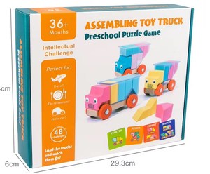 Gioco Educativo Prescolare per Bambini, Puzzle con <span class=keywords><strong>Blocchi</strong></span> di Legno <span class=keywords><strong>Colorati</strong></span>, Modellino di Camion in Scala 1:8 da Assemblare - Product Image 6