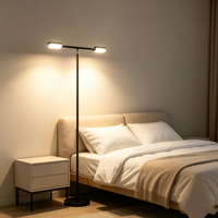 Lampe sur pied LED à double tête rotative 48W, protection des yeux, intensité réglable, pour salon, chambre, décoration d'angle