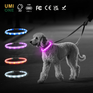 AMA ZON personnalisé vente à chaud silicone découpable IPX7 collier de chien LED lumineux étanche et rechargeable - Product Image 1