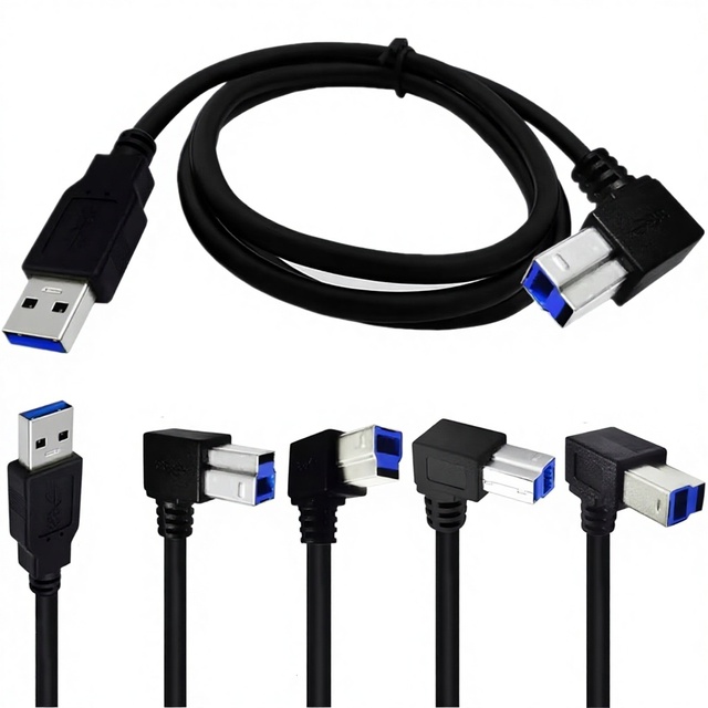 Wholesale USB 3.0 PVC Male to Male 90 Degree Bend Cable for Printer Display Scanner High Speed Data Transmission Multifunction