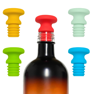 Bouchons de bouteille de vin en silicone souple réutilisables avec logo personnalisé, couvre-bouteille hermétique, vente en gros - Product Image 1