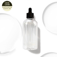 Flacon compte-gouttes en plastique PET transparent transparent de 250ml avec pipette pour emballage cosmétique de soins de la peau d'huile essentielle
