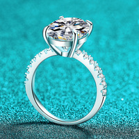 Bague en argent S925 originale avec moissanite ovale de 10 carats (10*14mm) couleur D pour femme, bijoux fins de mariage