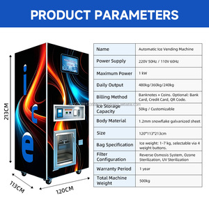 Distributeur automatique de glace à osmose inverse de qualité alimentaire, 459 kg/jour, emballage entièrement automatique, personnalisable pour restaurant, filtration 5 étapes - Product Image 2