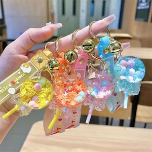 Hot Selling Quicksand Bottle Acrylic Mobile Keychains Student Bag Lovely Lollipop Liquid Key Chain - Product Image 1