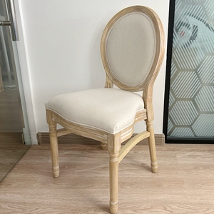 Louis-silla de madera redonda Estilo Vintage, asiento de madera de roble o abedul, respaldo de ratán, color blanco - Product Image 3