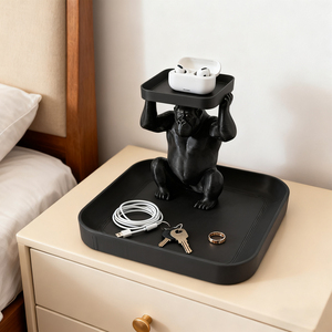 Jinccai Figurine d'animal en forme de gorille, en plastique, résistante au vent, pour plateau décoratif, bureau, rangement, salon - Product Image 4