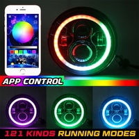 Système d'éclairage automatique, phares de voiture, Led, projecteur de moto, rond, 7 pouces, rvb, 7 pouces, phare LED pour Wrangler JK