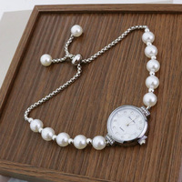 Montre à quartz pour femme avec petit cadran rond, bracelet élégant en perles, montre-bracelet pour femmes, Reloj Mujer