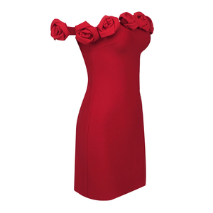 Abito da donna rosso rosato a tinta unita, con top a fascia e schiena scoperta, orlo plissettato, ideale per feste di compleanno e serate, lavabile, vestibilità naturale - Product Image 6