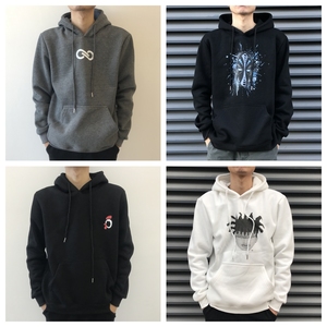 Felpe con cappuccio in pile di alta qualità 330gsm semplici nere oversize a tracolla per uomo con stampa Logo personalizzata - Product Image 4