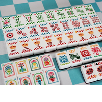 Mahjong américain de luxe Yun Duo Rouge Monaco, double couche, sculpté, 160 tuiles, texture nacrée, pour Noël - Prévente