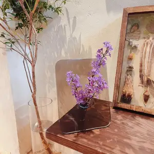 Clear Acrylic Photo Frame Shaped Flower Vase Aesthetic Small Acrylic Vase For Home Room Office Bookshelf Wedding Table Decor