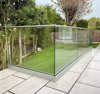 Système de garde-corps en verre trempé sans cadre avec profilé en U en aluminium pour balcon et escaliers, épaisseur personnalisable de 12 à 20 mm