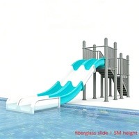 Toboggan aquatique écologique en fibre de verre, hauteur 1,5 m, double voie, plateforme en acier galvanisé pour piscine, conformité EN1176 CE