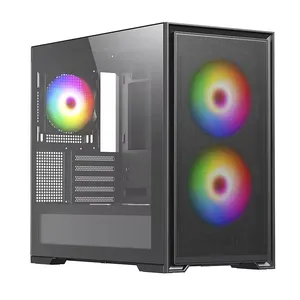 2024最新设计的高端mAtx全塔电脑机箱可视钢化玻璃平板电脑机箱，带玩家RGB冷却风扇