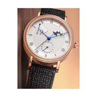 Montres mécaniques en acier pour hommes, design d'usine et personnalisation par lots, avec affichage de la date, du jour de la semaine et des phases solaires, pour marque privée
