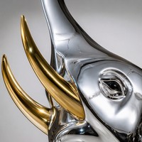 Grande sculpture d'éléphant en acier inoxydable poli pour extérieur, sculpture animale moderne en métal sur mesure pour la décoration de jardin et d'hôtel